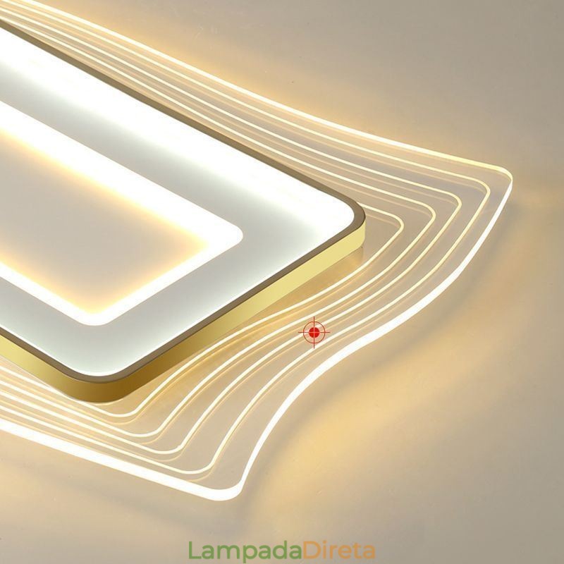 Luminária de teto moderna embutida em formato quadrado