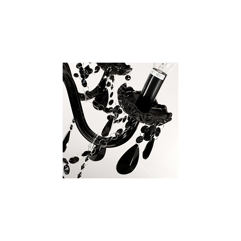 Lustre Cristal Preto Moderno 6 Luzes