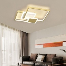 Luminária de teto geométrica moderna dourada embutida com 2 camadas