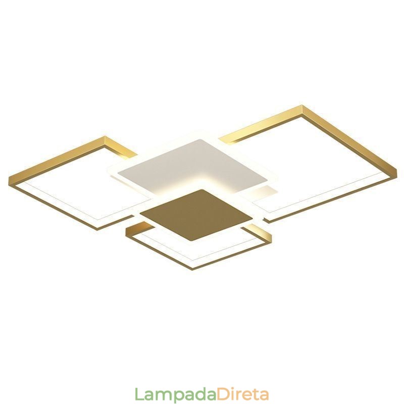 Luminária de teto geométrica moderna dourada embutida com 2 camadas