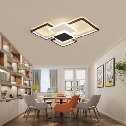 Luminária de teto geométrica moderna dourada embutida com 2 camadas