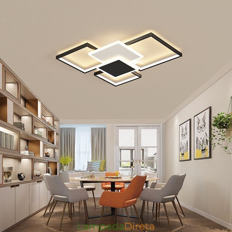Luminária de teto geométrica moderna dourada embutida com 2 camadas