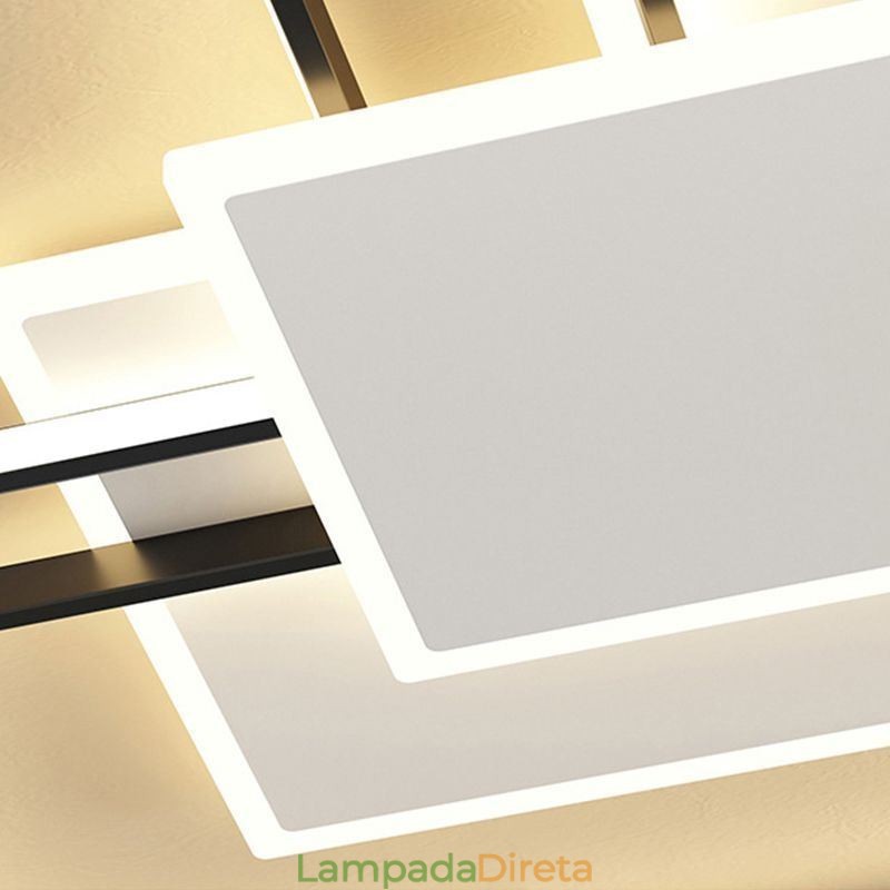 Luminária de teto geométrica moderna dourada embutida com 2 camadas