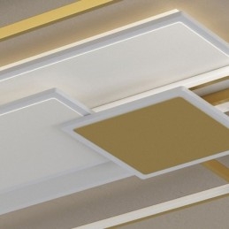 Luminária de teto geométrica moderna dourada embutida com 2 camadas