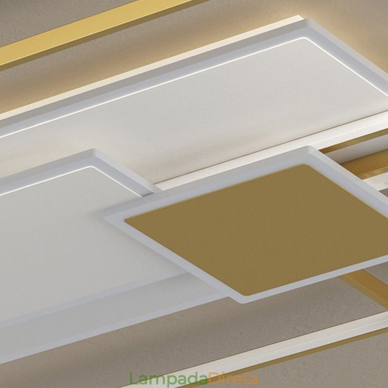 Luminária de teto geométrica moderna dourada embutida com 2 camadas