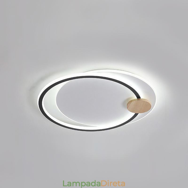 Luminária de teto moderna de acrílico com 2 anéis e montagem embutida