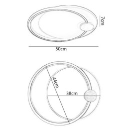 Luminária de teto moderna de acrílico com 2 anéis e montagem embutida
