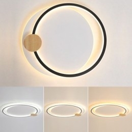 Luminária de teto moderna de acrílico com 2 anéis e montagem embutida