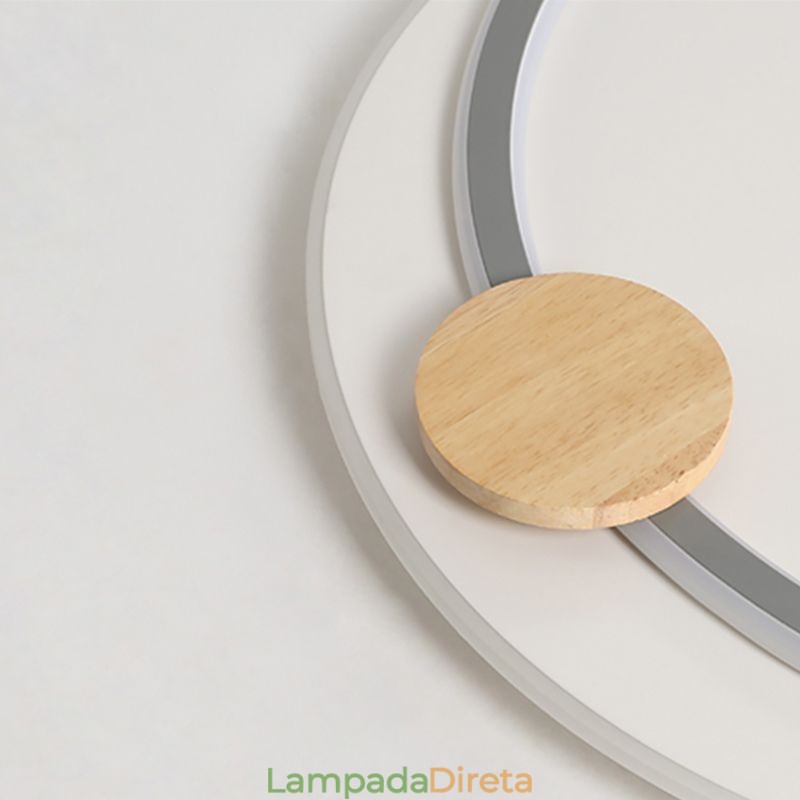 Luminária de teto moderna de acrílico com 2 anéis e montagem embutida
