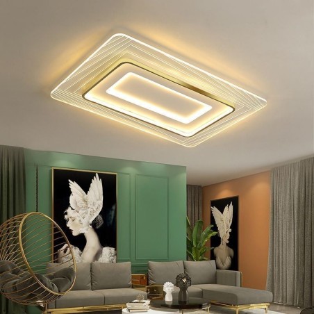 Luminária de teto retangular embutida, luminária de teto ultrafina e acrílica minimalista Luminária de teto retangular embutida, luminária de teto ultrafina e acrílica minimalista