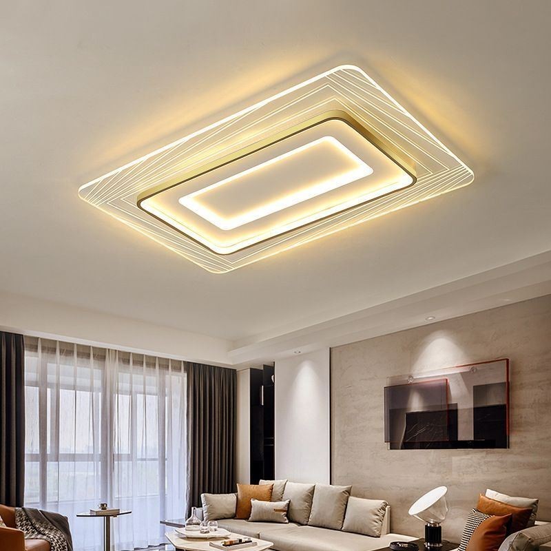 Luminária de teto retangular embutida, luminária de teto ultrafina e acrílica minimalista