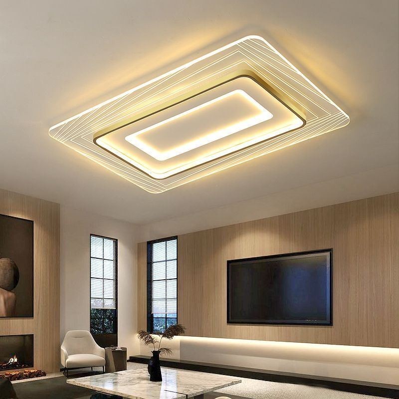 Luminária de teto retangular embutida, luminária de teto ultrafina e acrílica minimalista