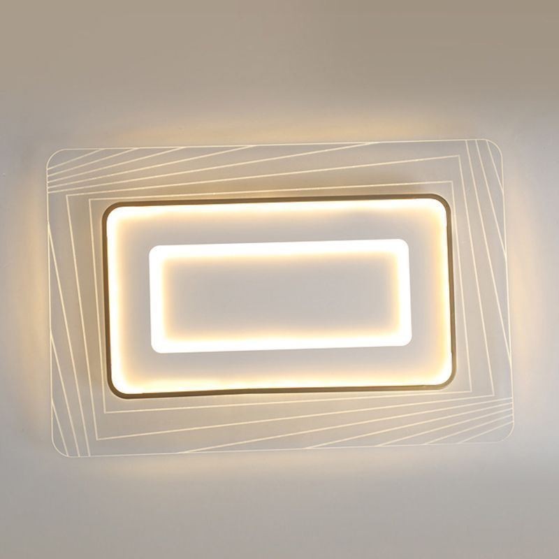 Luminária de teto retangular embutida, luminária de teto ultrafina e acrílica minimalista