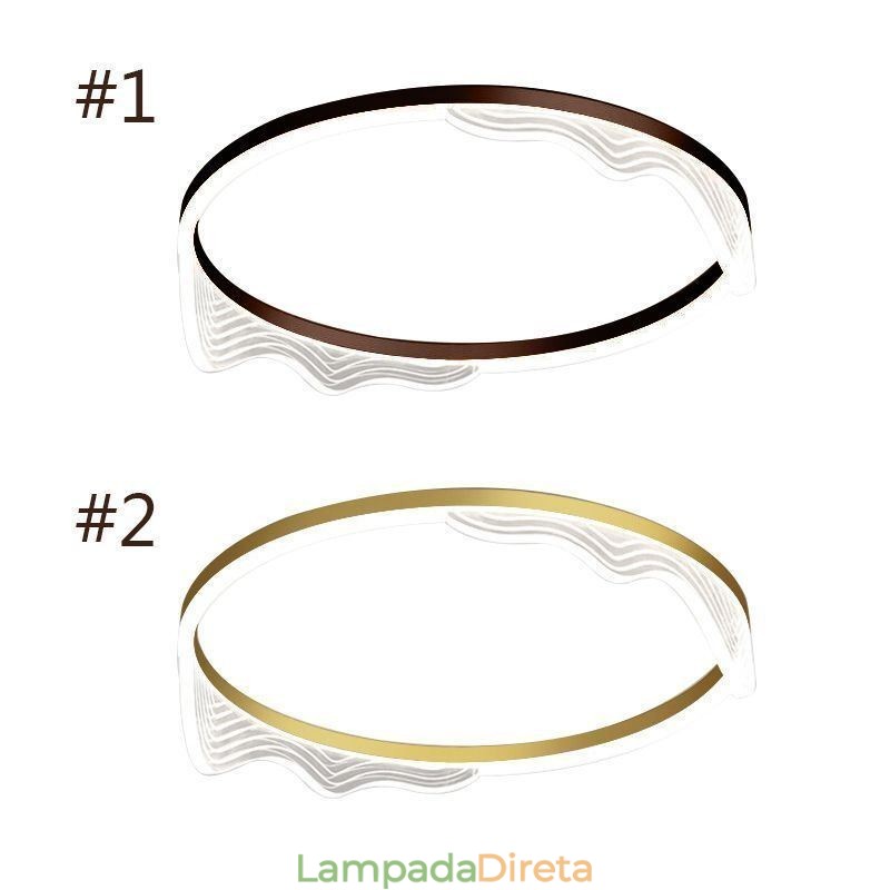Luminária de teto circular embutida com decoração de borda ondulada