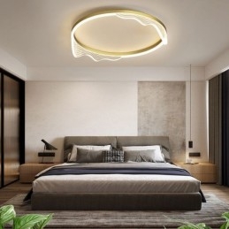 Luminária de teto circular embutida com decoração de borda ondulada