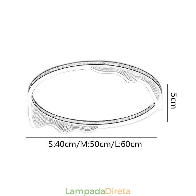 Luminária de teto circular embutida com decoração de borda ondulada