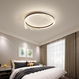 Luminária de teto circular embutida com decoração de borda ondulada