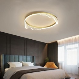Luminária de teto circular embutida com decoração de borda ondulada