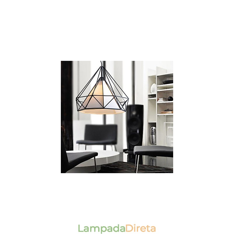 Lustre 1 Luz Simples Artístico Aço Inox Chapeado