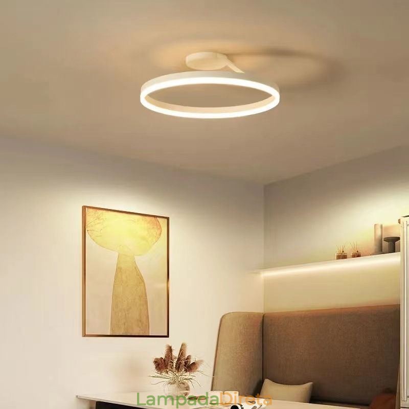 Luminária de teto moderna embutida, luminária de iluminação circular com abajur de acrílico