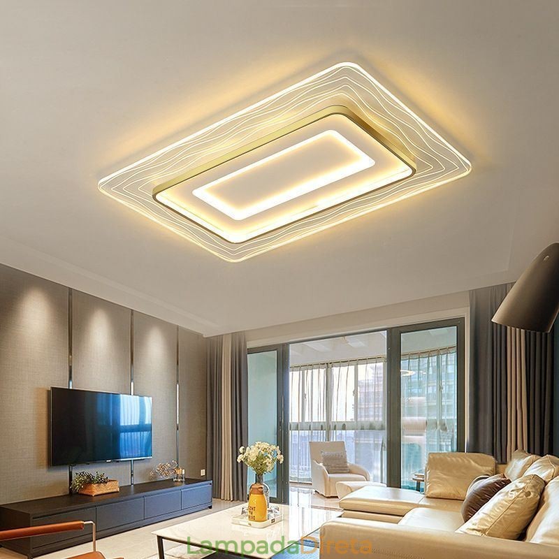 Luminária de teto retangular embutida minimalista acrílica ultrafina