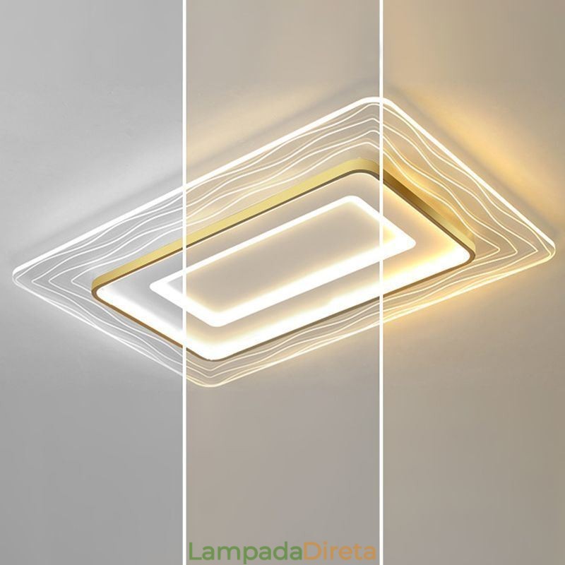 Luminária de teto retangular embutida minimalista acrílica ultrafina