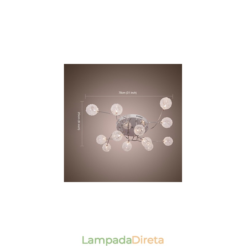 Luminária embutida de ferro G4 12 luzes com cúpulas de alumínio