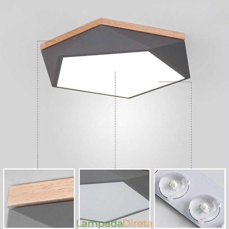 Luminária de teto moderna com design em formato de diamante, luminária de teto embutida regulável