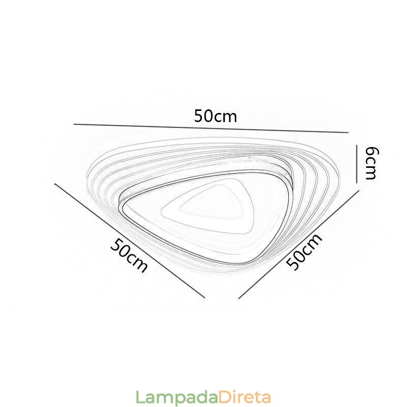 Luminária de teto triangular embutida