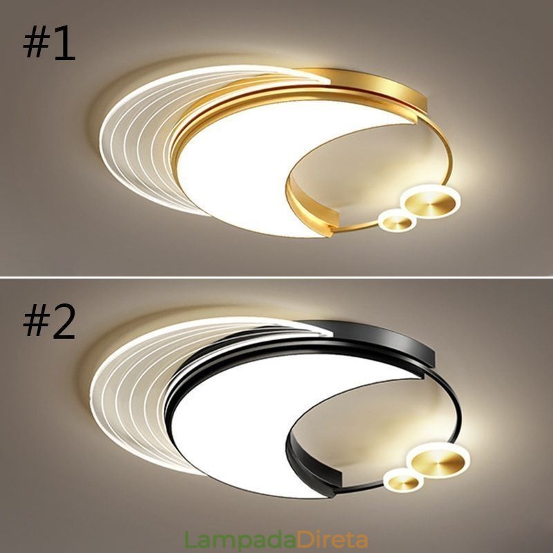 Luminária de teto regulável, luminárias de montagem embutida modernas com formato de lua 36W