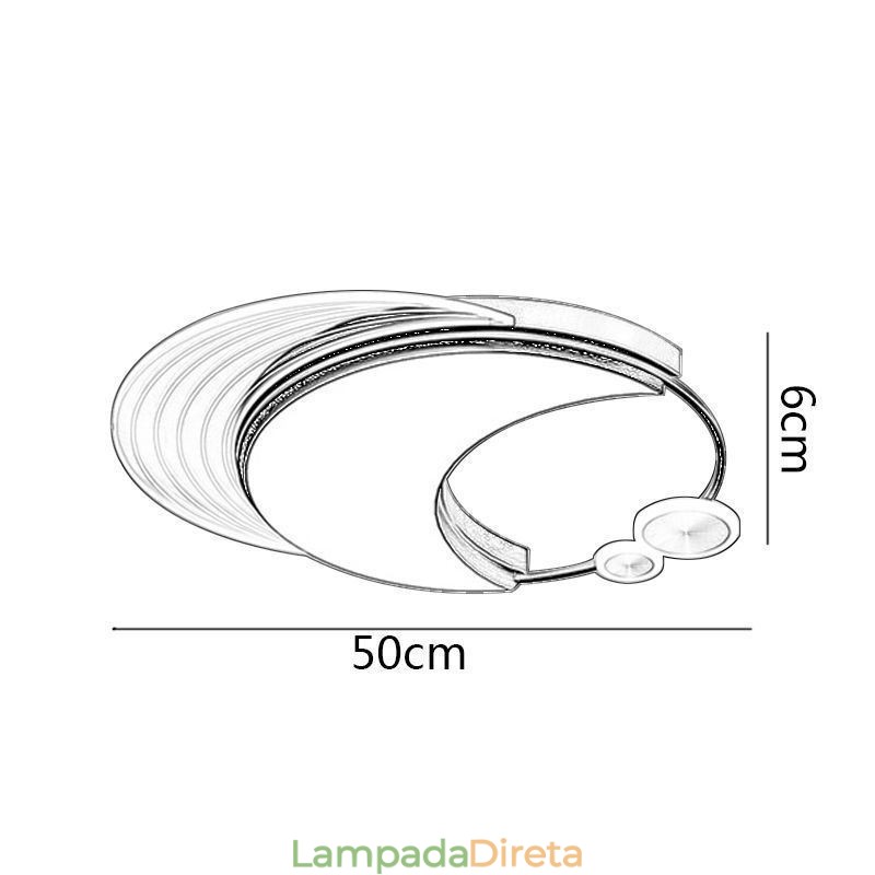Luminária de teto regulável, luminárias de montagem embutida modernas com formato de lua 36W