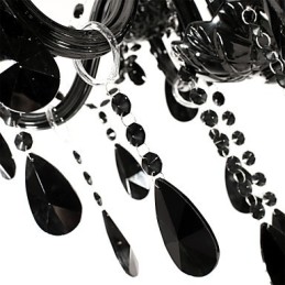 Lustre Cristal Preto Moderno 6 Luzes