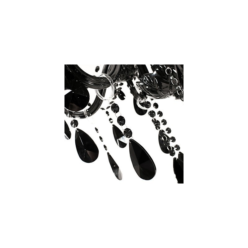 Lustre Cristal Preto Moderno 6 Luzes