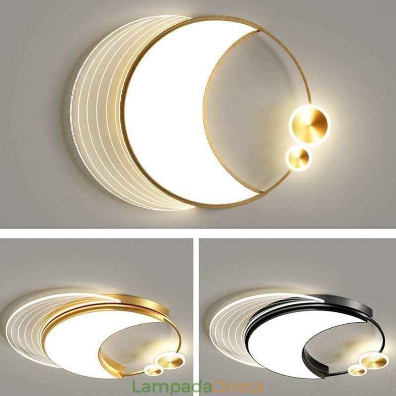 Luminária de teto regulável, luminárias de montagem embutida modernas com formato de lua 36W