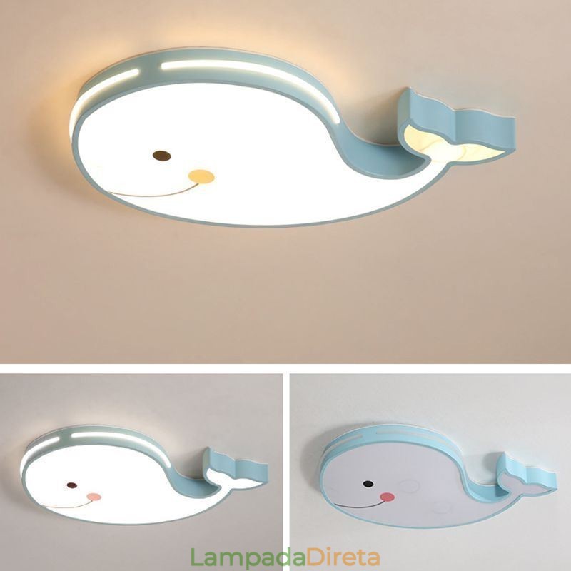 Luminária de teto regulável com padrão de golfinho Luminária de teto criativa para crianças