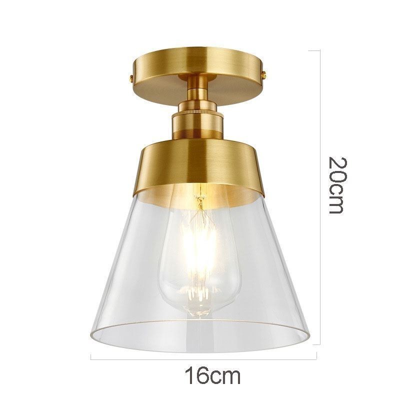 Luminária de teto contemporânea de vidro embutido 1 luz acabamento latão