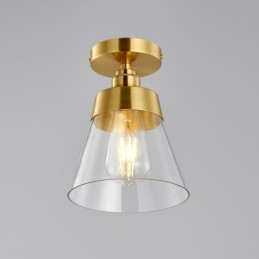 Luminária de teto contemporânea de vidro embutido 1 luz acabamento latão