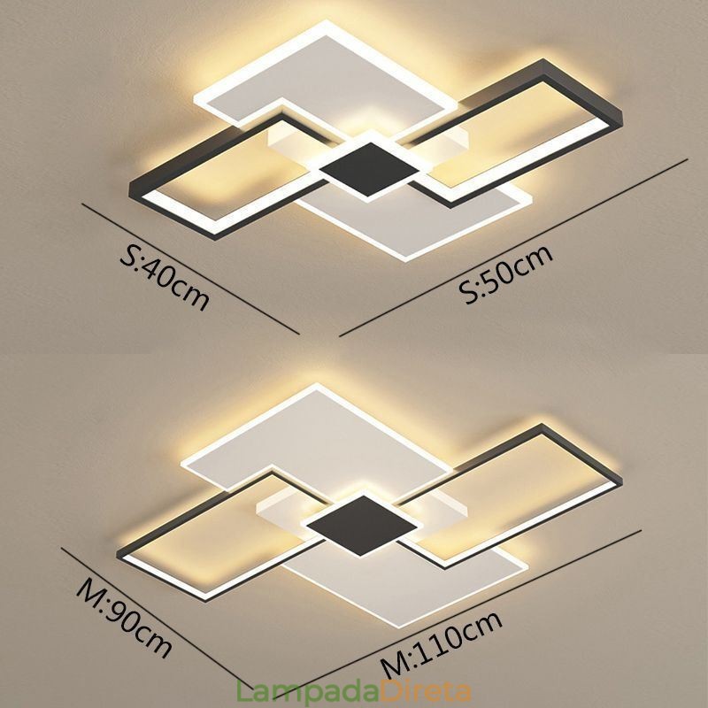 Luminária de teto quadrada embutida