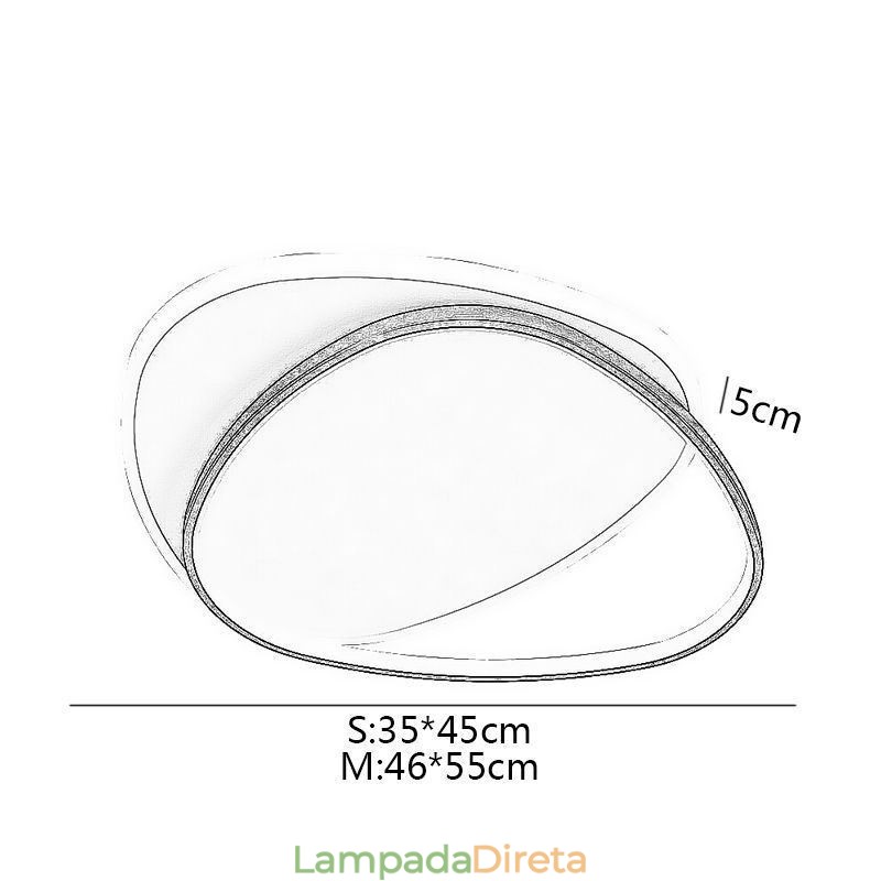 Luminária de teto triangular dupla embutida