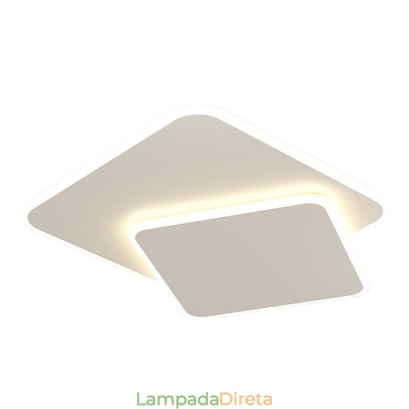 Luminária de teto quadrada dupla embutida