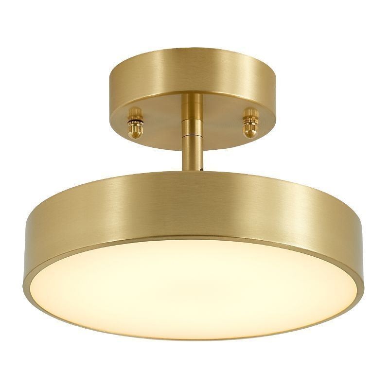 Mini luminária de teto redonda de cobre dourado