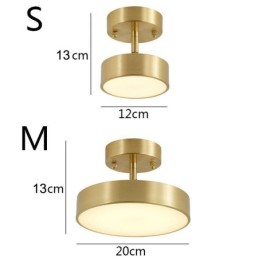 Mini luminária de teto redonda de cobre dourado