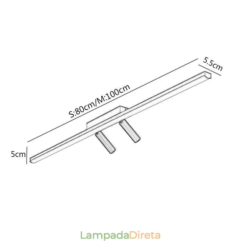 Spot de acrílico de montagem embutida no teto linear