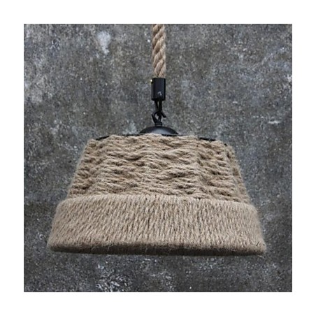 Lustre retrô feito à mão em corda de cânhamo estilo campestre industrial