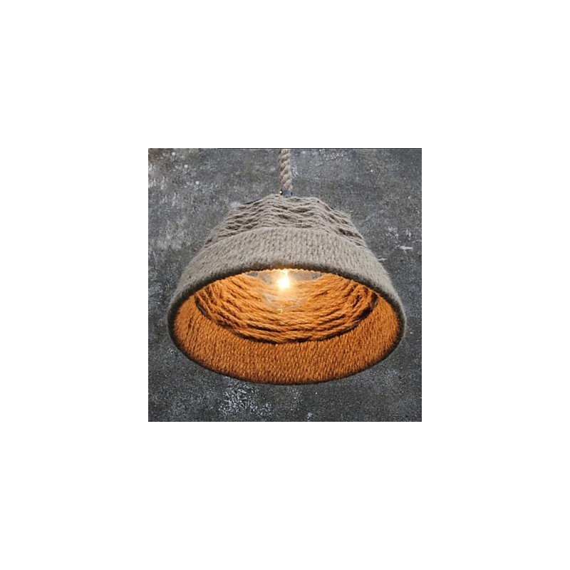 Lustre retrô feito à mão em corda de cânhamo estilo campestre industrial