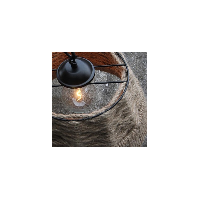 Lustre retrô feito à mão em corda de cânhamo estilo campestre industrial