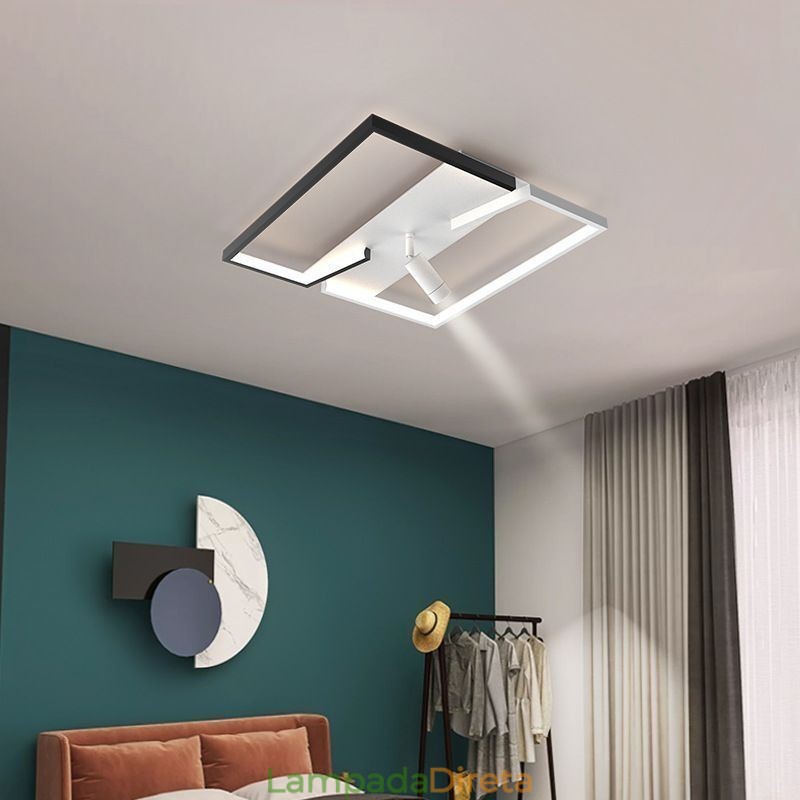 Luminária de teto em acrílico preto e branco Spotlight