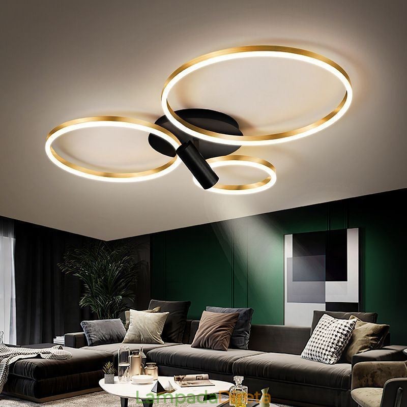 Luminária de teto Halo Ring de ouro escovado Spotlight de iluminação