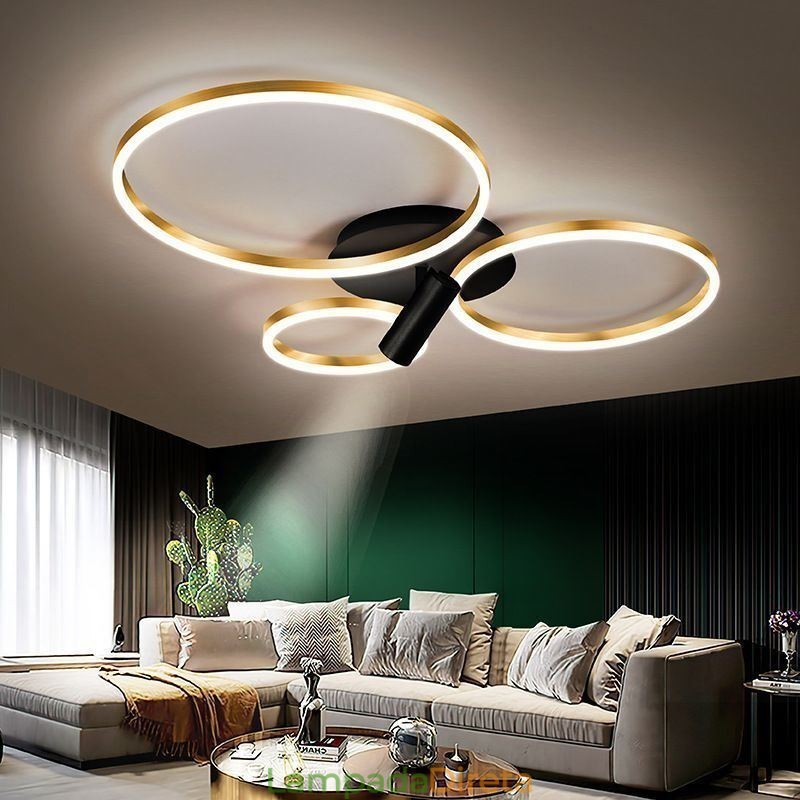 Luminária de teto Halo Ring de ouro escovado Spotlight de iluminação