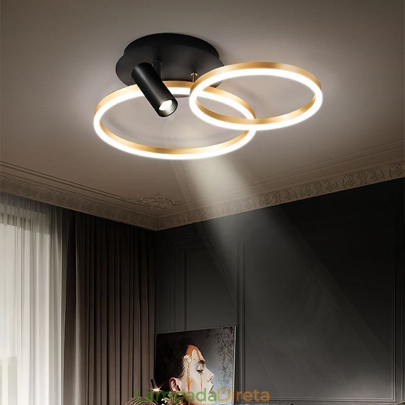 Luminária de teto Halo Ring de ouro escovado Spotlight de iluminação